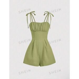 Tie Shoulder Ruched Bust Cami Romper